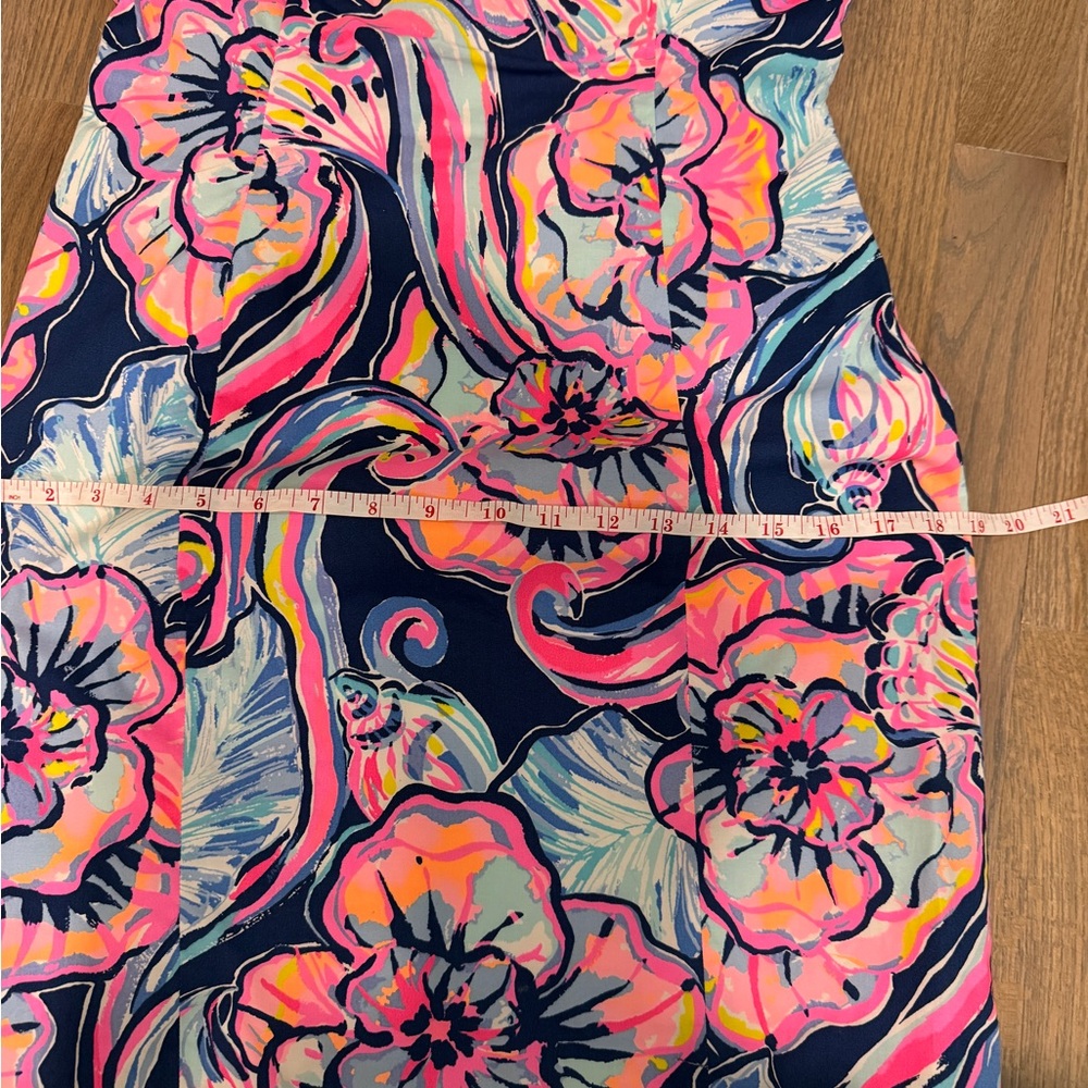 Lilly Pulitzer Devina Dress Womens Size 4 Pink Blue Floral Ruffle Knee Length - Picture 10 of 10